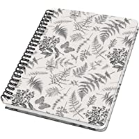 SIGEL JN604 Libreta espiral básico- 16.2 x 21.5 cm- punteado- tapa dura- 120 páginas- motivo de hojas- blanco-negro